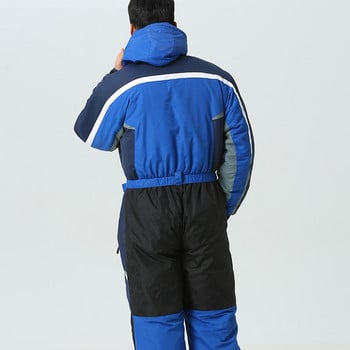 Άνδρες με κουκούλα One Piece Snowsuit Sport Χειμερινός Γυναικείο Ski Jumpsuit Fleece Ανδρικές φόρμες Snowboard Ζεστές αδιάβροχες ορεινές φόρμες