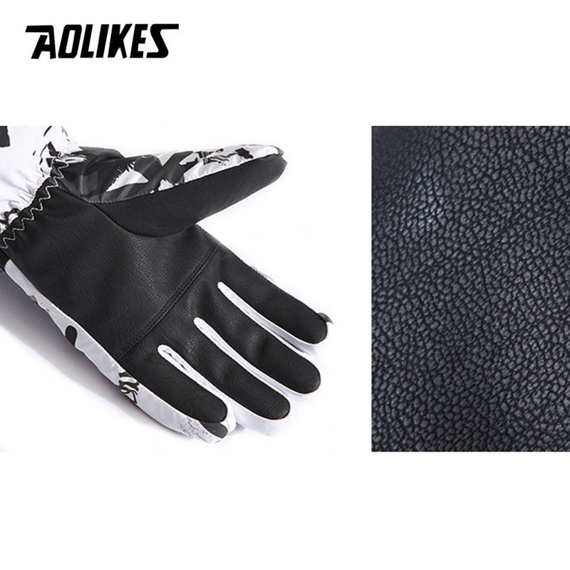 AOLIKES terminės slidinėjimo pirštinės vyrams, moteriškos žieminės vilnos, vandeniui atsparios šiltos snieglenčių snieglenčių pirštinės 5 pirštų jutiklinis ekranas, skirtas slidinėjimui