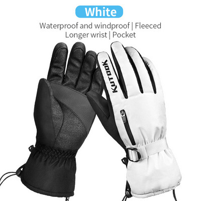 KUTOOK Thermal žiemos slidinėjimo pirštinės, atsparios vandeniui, vėjui atsparios pirštinės, kumščio apsauga, slidinėjimo snieglentė vyrams, moteriškos MTB sniego motociklų pirštinės