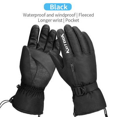 KUTOOK Thermal žiemos slidinėjimo pirštinės, atsparios vandeniui, vėjui atsparios pirštinės, kumščio apsauga, slidinėjimo snieglentė vyrams, moteriškos MTB sniego motociklų pirštinės