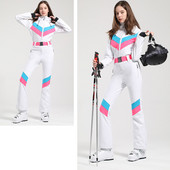 2023 m. Nauji Kombinezonai Moteriškas vientisas slidinėjimo kostiumas Lieknas snieglenčių kostiumas Kombinezonai Vėjo nepraleidžiantys vandeniui atsparūs slidinėjimo rinkiniai Žieminiai drabužiai