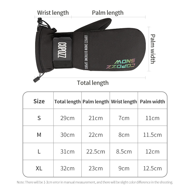 COPOZZ Kevlar Profesionalios žiemos terminės pirštinės Vyriškos kumštinės pirštinės storina -30 laipsnių slidinėjimo pirštinės Šiltos vandeniui atsparios sniego pirštinės