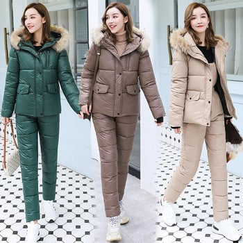 2021 Winter One Piece Jumpsuit Ski Γυναικείες φόρμες Ski Sust Jacket 2 τμχ Σετ χιονιού εξωτερικού χώρου