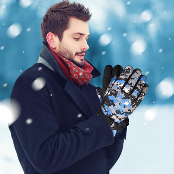 Мотоциклетни нагреваеми ръкавици Сензорен екран Зимни топли ски ръкавици Водозащитни силиконови длан Вътрешна поларена плетена ръкавица
