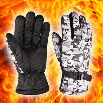 Мотоциклетни нагреваеми ръкавици Сензорен екран Зимни топли ски ръкавици Водозащитни силиконови длан Вътрешна поларена плетена ръкавица