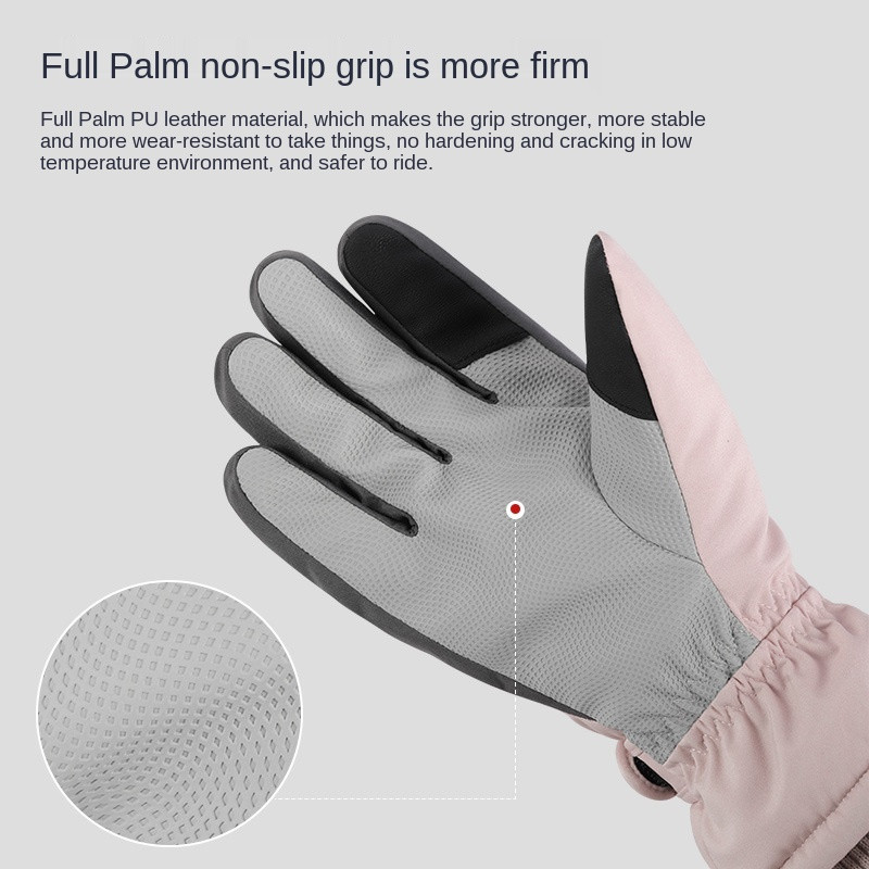 Női vízálló síkesztyűk Érintőképernyős csúszásgátló kesztyűk kültéri sportokhoz, lovaglás meleg kesztyűk női rózsaszín kerékpáros futókesztyűk