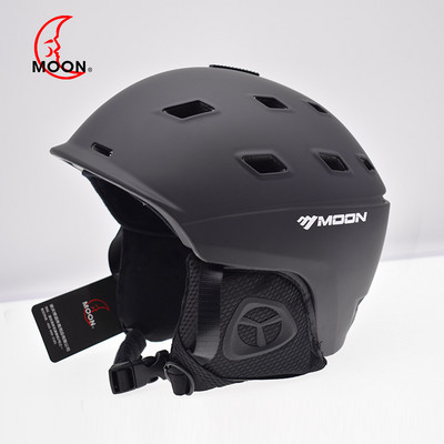 MOON Ανδρικό κράνος σκι Γυναικείο κράνος μισής κάλυψης Snowboard Moto snowmobile Ασφαλές κράνος χιονιού Χειμερινό ζεστό κράνος για ενήλικες και παιδιά