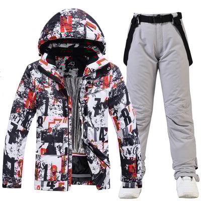 Férfi jéghó ruha készletek szabadtéri sportokhoz snowboard ruházat vízálló, lélegző síelési viselet téli dzsekik és pántos nadrágok