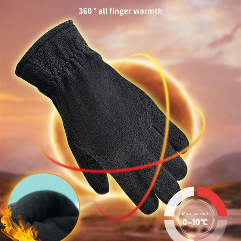 1 pár téli kesztyű férfi női vastag, szakadásálló kerékpáros síkesztyű, teljes ujjú, foltosodásgátló felnőtt ujjatlan