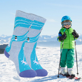 1 чифт устойчиви на износване момчета момичета дебели топли чорапи за сноуборд леки коледни ски чорапи високи еластични за зимата
