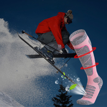 Loogdeel Дамски дълги тръбни ски чорапи Спортни на открито Удебелени чорапи за планинарство Хавлиено дъно Попиват потта Затоплят Удобни