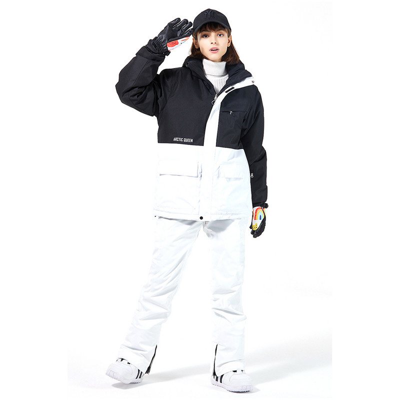 Síruha Téli Férfi Női Splicing Snow Síkabát Meleg Szélálló Vastag Snowboard Nadrág Vízálló Alpesi Síruha