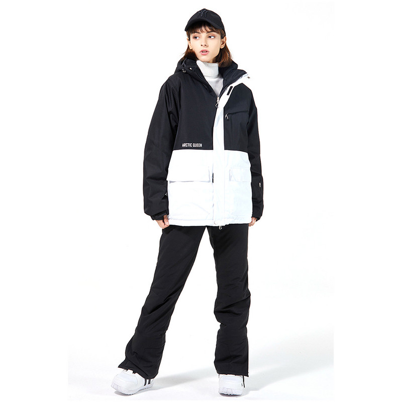 Síruha Téli Férfi Női Splicing Snow Síkabát Meleg Szélálló Vastag Snowboard Nadrág Vízálló Alpesi Síruha