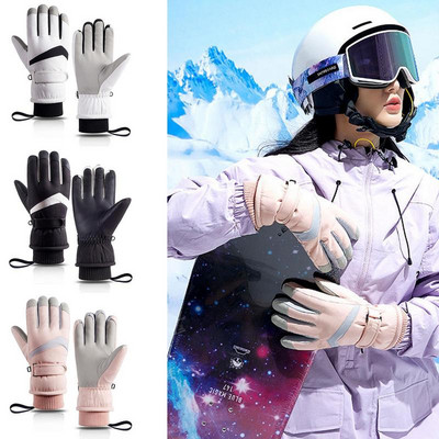 1 pár zimných snowboardových lyžiarskych rukavíc, nepremokavých, protišmykových, dotykových, motocyklových, cyklistických, teplých zamatových snehových rukavíc, unisex
