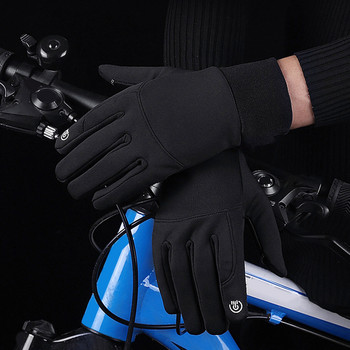 Зимни ръкавици Мъже Колоездене Велосипед Дамски термичен полар Студен вятър Сензорен екран Велосипед Топли ръкавици за бягане на открито Ски