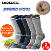 LOOGDEEL 2 para zimskih termalnih skijaških čarapa od merino vune Muškarci Žene Sportovi na otvorenom Mekane deblje termočarape Skijanje Planinarenje Snowboard