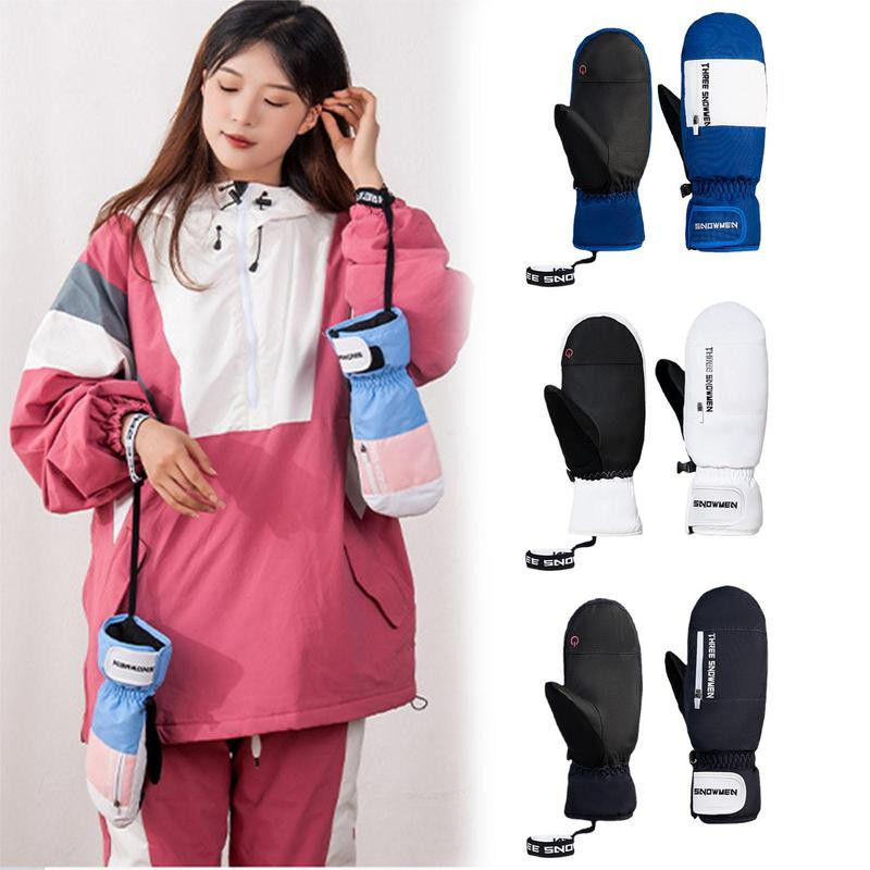 Mănuși de schi încălzite de iarnă Mănuși de snowboard cu 2 degete pentru motocicletă de zăpadă Mănuși de schi de iarnă Mănuși de zăpadă impermeabile rezistente la vânt unisex