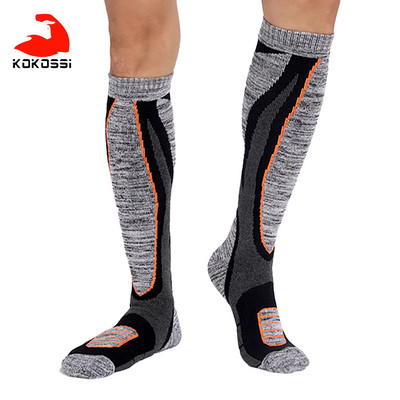 Dlhé lyžiarske ponožky KoKossi pre outdoorové športy so zahrubenou uterákovou spodnou časťou, ktoré udržia teplo, mäkké a pohodlné, absorbujú pot, horolezecké ponožky