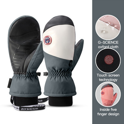 Téli síkesztyűk férfi női szélálló vízálló plusz bársonyos érintőképernyős melegkesztyűk kültéri túrázás lovaglás csúszásmentes kesztyűk