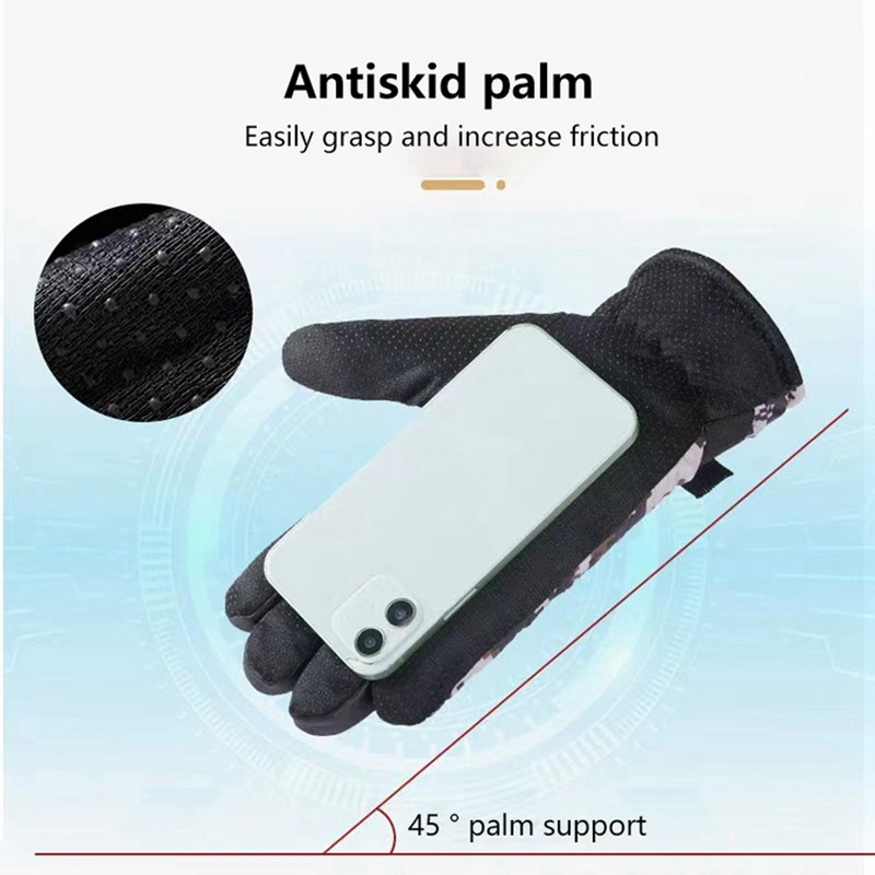 Téli meleg síelés kerékpáros kesztyű Érintőképernyős csúszásgátló vastagságú hővédő kesztyű férfiaknak női vízálló polár Sprots kesztyűk