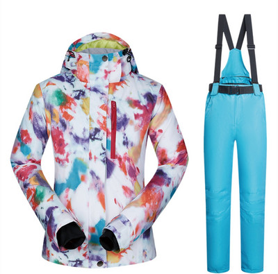 Costum de schi pentru femei rezistent la vânt și la apă pentru snowboard îmbrăcăminte sport în aer liber jachetă de schi + pantaloni camping călărie îmbrăcăminte super caldă
