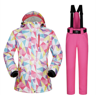 Costum de schi pentru femei rezistent la vânt și la apă pentru snowboard îmbrăcăminte sport în aer liber jachetă de schi + pantaloni camping călărie îmbrăcăminte super caldă