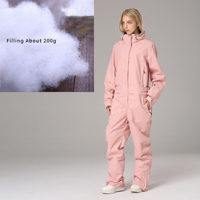 Fleece ανδρική ολόσωμη φόρμα σκι Γυναικεία φόρμα χιονιού με ζεστή κουκούλα Αδιάβροχη γυναικεία φόρμα κατάβασης για snowboarding Αθλητική ανδρική φόρμα