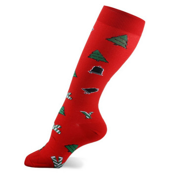 Мъжки, дамски коледни чорапи Ежедневни компресионни дълги чорапи, разтегливи, забавни, ластични чорапи за прасеца на открито
