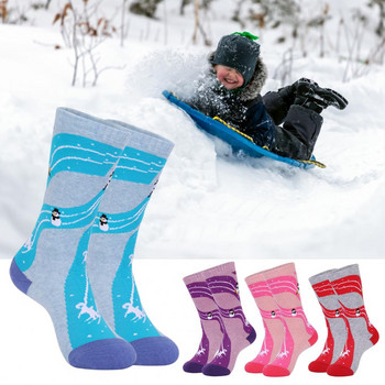 1 чифт туристически чорапи Разтегливи анти-пилинг детски зимни топли термо чорапи за сняг за открито Коледа Ски чорапи Зимни чорапи