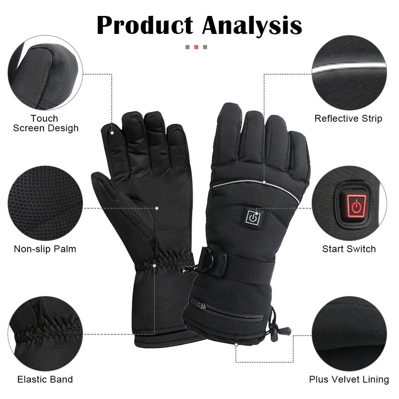 Mănuși încălzite cu baterie Guante încălzite impermeabile cu ecran tactil Mănuși pentru motociclete alimentate cu baterie Mănuși de schi pentru călărie pe motocicletă
