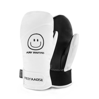 Aukštos kokybės -30 Žiemos Šiltos Profesionalios Snieglenčių Slidinėjimo Pirštinės Neperšlampamos Juodos Baltos Terminės kumštinės pirštinės Slidinėjimo sniego motociklas 2 Virvė