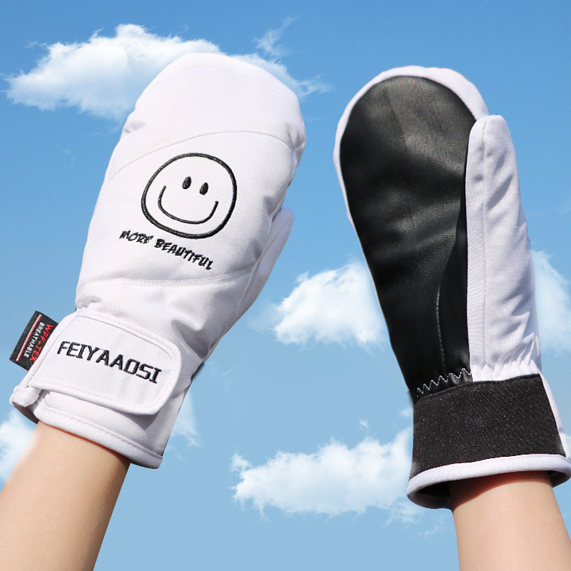 Aukštos kokybės -30 Žiemos Šiltos Profesionalios Snieglenčių Slidinėjimo Pirštinės Neperšlampamos Juodos Baltos Terminės kumštinės pirštinės Slidinėjimo sniego motociklas 2 Virvė