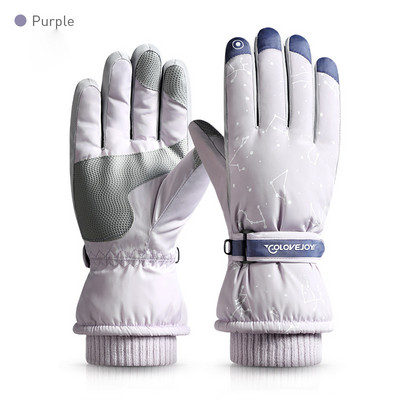 Žieminės moteriškos slidinėjimo pirštinės lauke, atsparios vėjui, vandeniui, neslidus jutiklinis ekranas, šiltos dviratininkų pirštinės, moteriškos vilnos pirštinės snieglenčių sportui