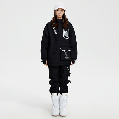 2022 m. naujas žieminis slidinėjimo kostiumas, moteriškas snieglenčių kostiumas lauke, kombinezonas su gobtuvu, atsparus vėjui ir vandeniui atsparus, šiltos sniego kelnės