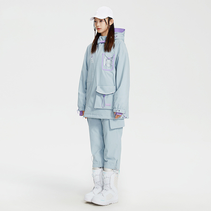 2022 m. naujas žieminis slidinėjimo kostiumas, moteriškas snieglenčių kostiumas lauke, kombinezonas su gobtuvu, atsparus vėjui ir vandeniui atsparus, šiltos sniego kelnės