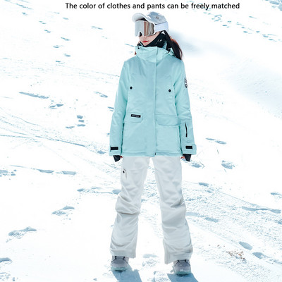 Naujas 2022 m. Moterų slidinėjimo rinkinys Pastorinti šilti slidinėjimo kostiumai Alpinizmo snieglenčių striukė Vėjui atsparios vandeniui atsparios sniego kelnės