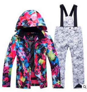 Paauglių vaikiškas žieminis slidinėjimo kostiumas storas šiltas vandeniui atsparus vėjui mergaičių drabužių komplektas berniukams lauko medvilniniai sportiniai drabužiai