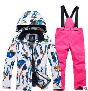 Paauglių vaikiškas žieminis slidinėjimo kostiumas storas šiltas vandeniui atsparus vėjui mergaičių drabužių komplektas berniukams lauko medvilniniai sportiniai drabužiai