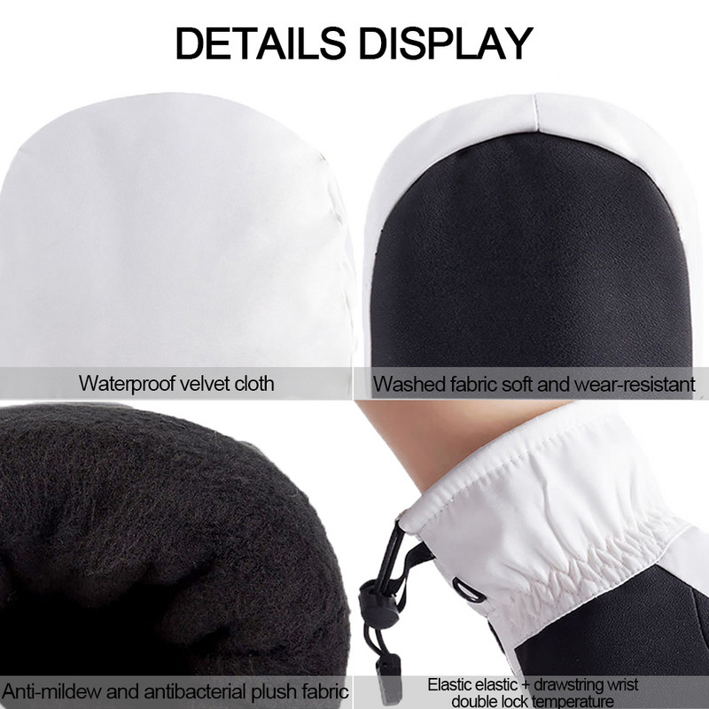 Téli meleg Síkesztyűk Férfi Női Szabadtéri Sport Túrázás Kemping Csúszásgátló Vastag érintőképernyős Szélálló Polár Kerékpáros kesztyűk