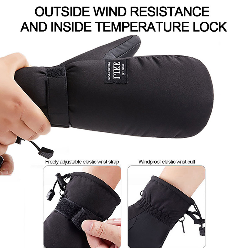 Téli meleg Síkesztyűk Férfi Női Szabadtéri Sport Túrázás Kemping Csúszásgátló Vastag érintőképernyős Szélálló Polár Kerékpáros kesztyűk
