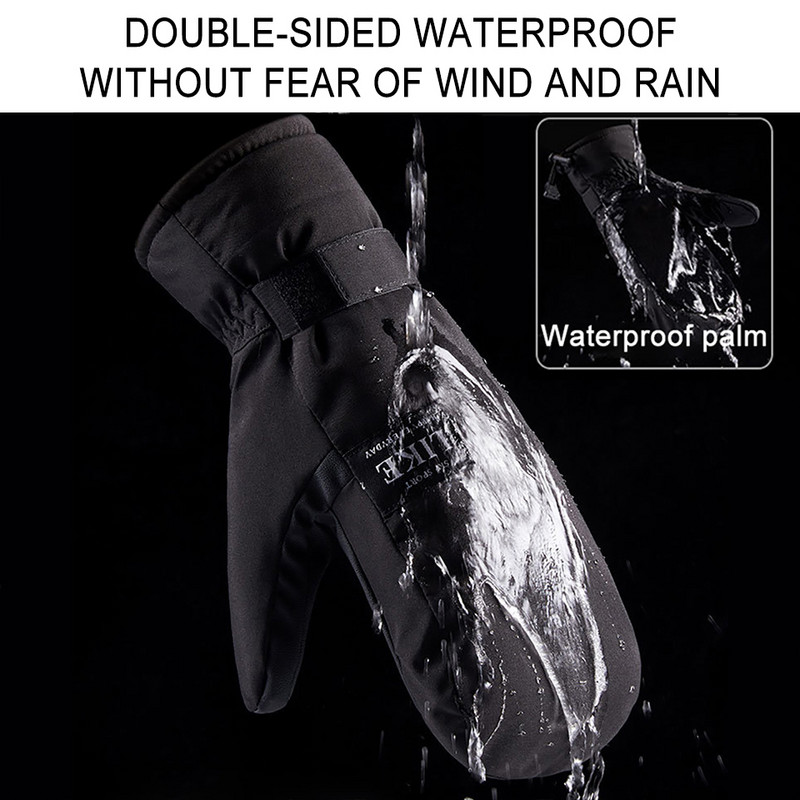 Téli meleg Síkesztyűk Férfi Női Szabadtéri Sport Túrázás Kemping Csúszásgátló Vastag érintőképernyős Szélálló Polár Kerékpáros kesztyűk