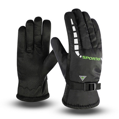 Vyrai Moteriškos slidinėjimo pirštinės Reguliuojama sagtis Fleece žieminės storintos šiltos pirštinės Ultralengvos vandeniui atsparios motociklo terminis sniego sportas