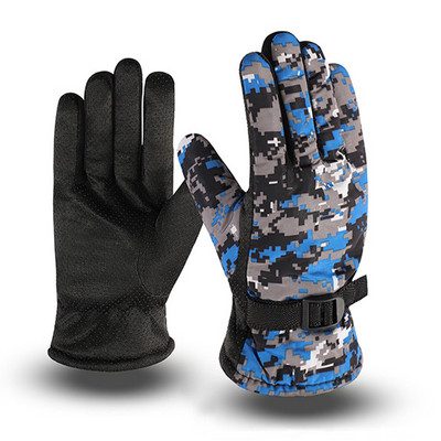 Vyrai Moteriškos slidinėjimo pirštinės Reguliuojama sagtis Fleece žieminės storintos šiltos pirštinės Ultralengvos vandeniui atsparios motociklo terminis sniego sportas