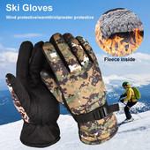 Vadászkesztyűk Full Finger kesztyűk Csúszásgátló Camo Glove Outdoor Vadász terepszínű Meleg Kesztyűk Hideg időben Kültéri Ski Hiki