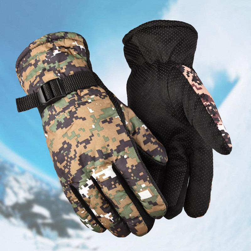 Vadászkesztyűk Full Finger kesztyűk Csúszásgátló Camo Glove Outdoor Vadász terepszínű Meleg Kesztyűk Hideg időben Kültéri Ski Hiki