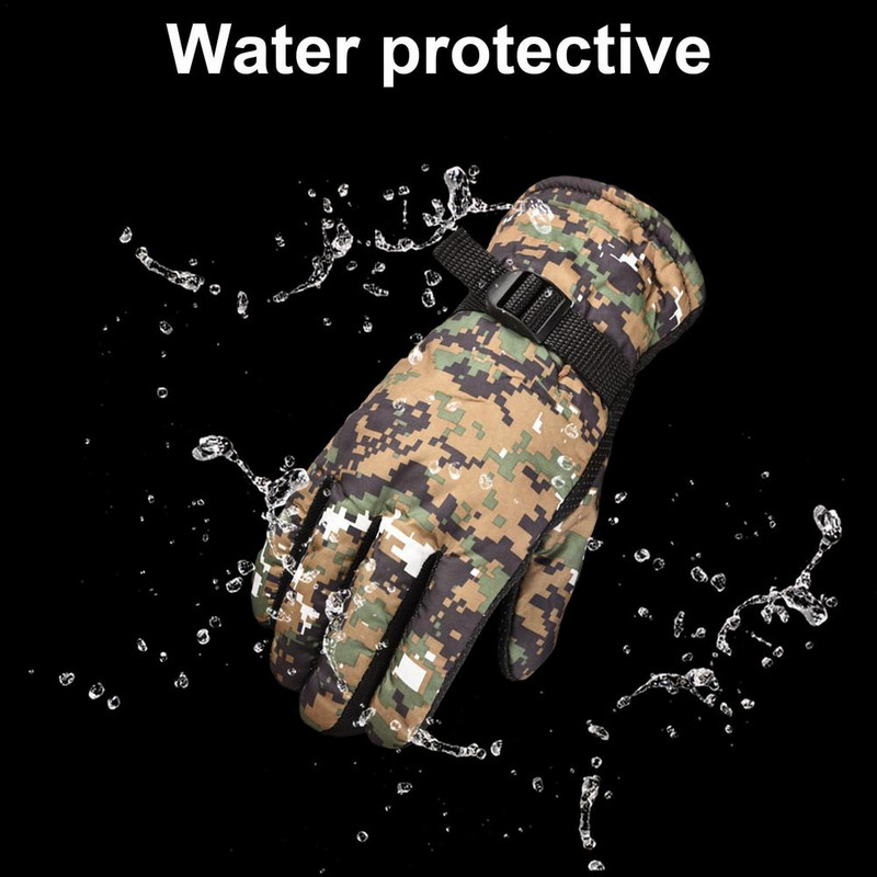 Vadászkesztyűk Full Finger kesztyűk Csúszásgátló Camo Glove Outdoor Vadász terepszínű Meleg Kesztyűk Hideg időben Kültéri Ski Hiki
