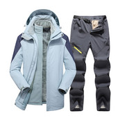 Žieminis slidinėjimo kostiumas vyrams Aukštos kokybės 2 viename striukė + kelnės Rinkiniai Stori Šilti Neperšlampami Vėjui atsparūs snieglenčių paltai