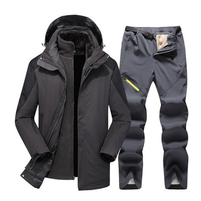 Žieminis slidinėjimo kostiumas vyrams Aukštos kokybės 2 viename striukė + kelnės Rinkiniai Stori Šilti Neperšlampami Vėjui atsparūs snieglenčių paltai