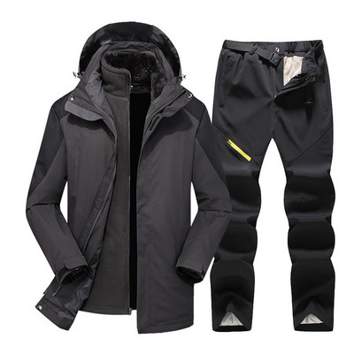 Žieminis slidinėjimo kostiumas vyrams Aukštos kokybės 2 viename striukė + kelnės Rinkiniai Stori Šilti Neperšlampami Vėjui atsparūs snieglenčių paltai