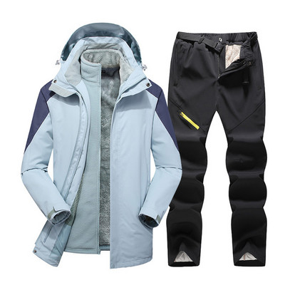 Žieminis slidinėjimo kostiumas vyrams Aukštos kokybės 2 viename striukė + kelnės Rinkiniai Stori Šilti Neperšlampami Vėjui atsparūs snieglenčių paltai